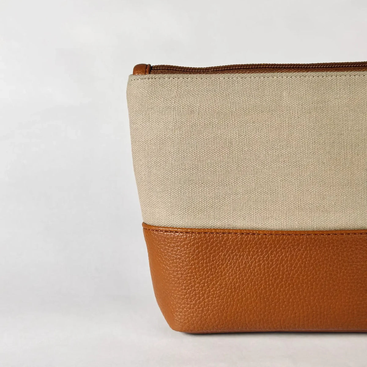 Oat & Tan Faux Leather Pouch