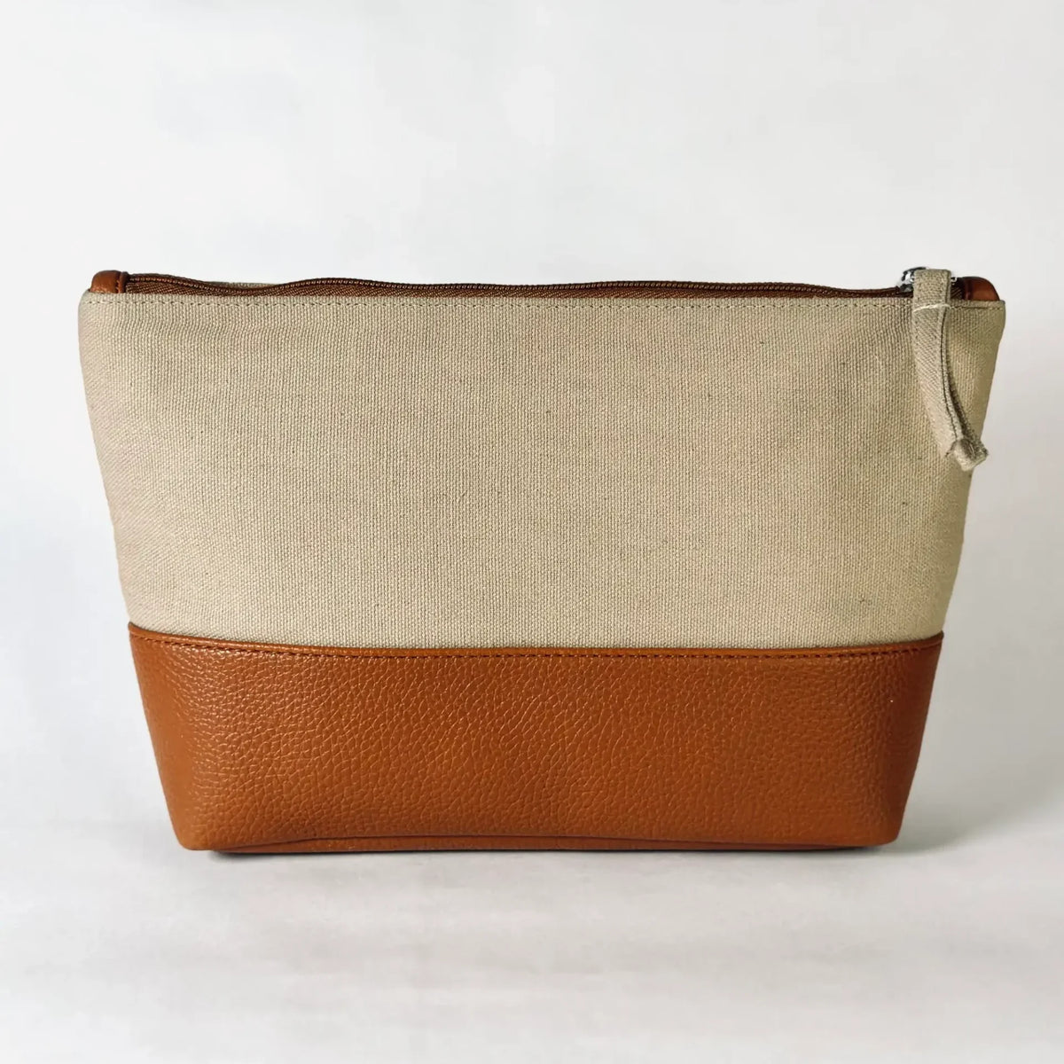 Oat & Tan Faux Leather Pouch