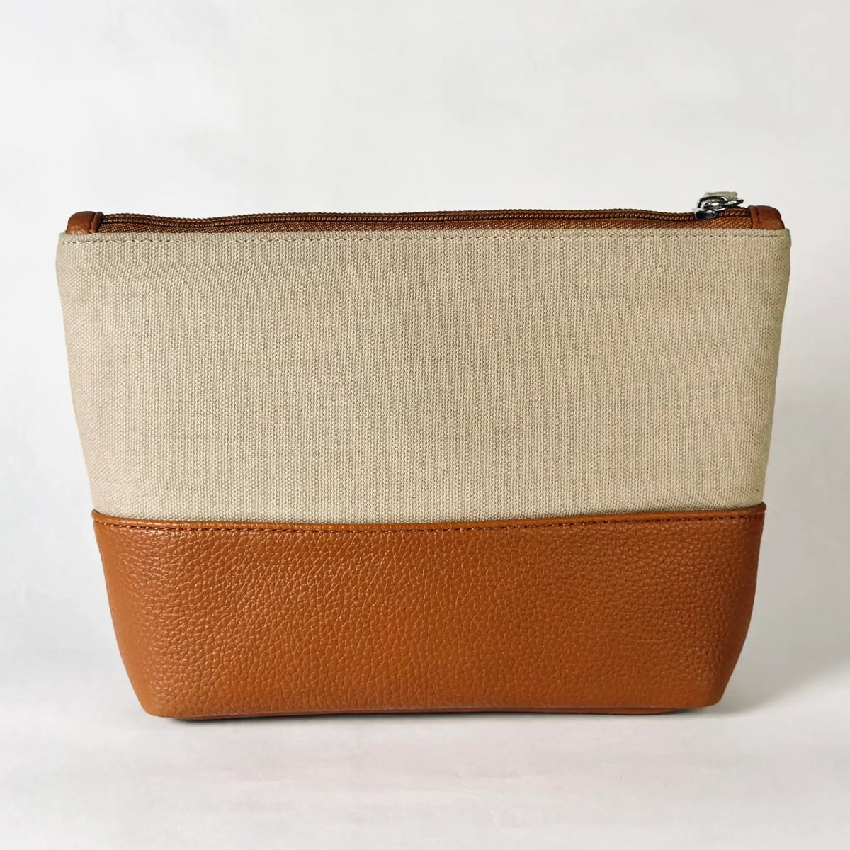 Oat & Tan Faux Leather Pouch