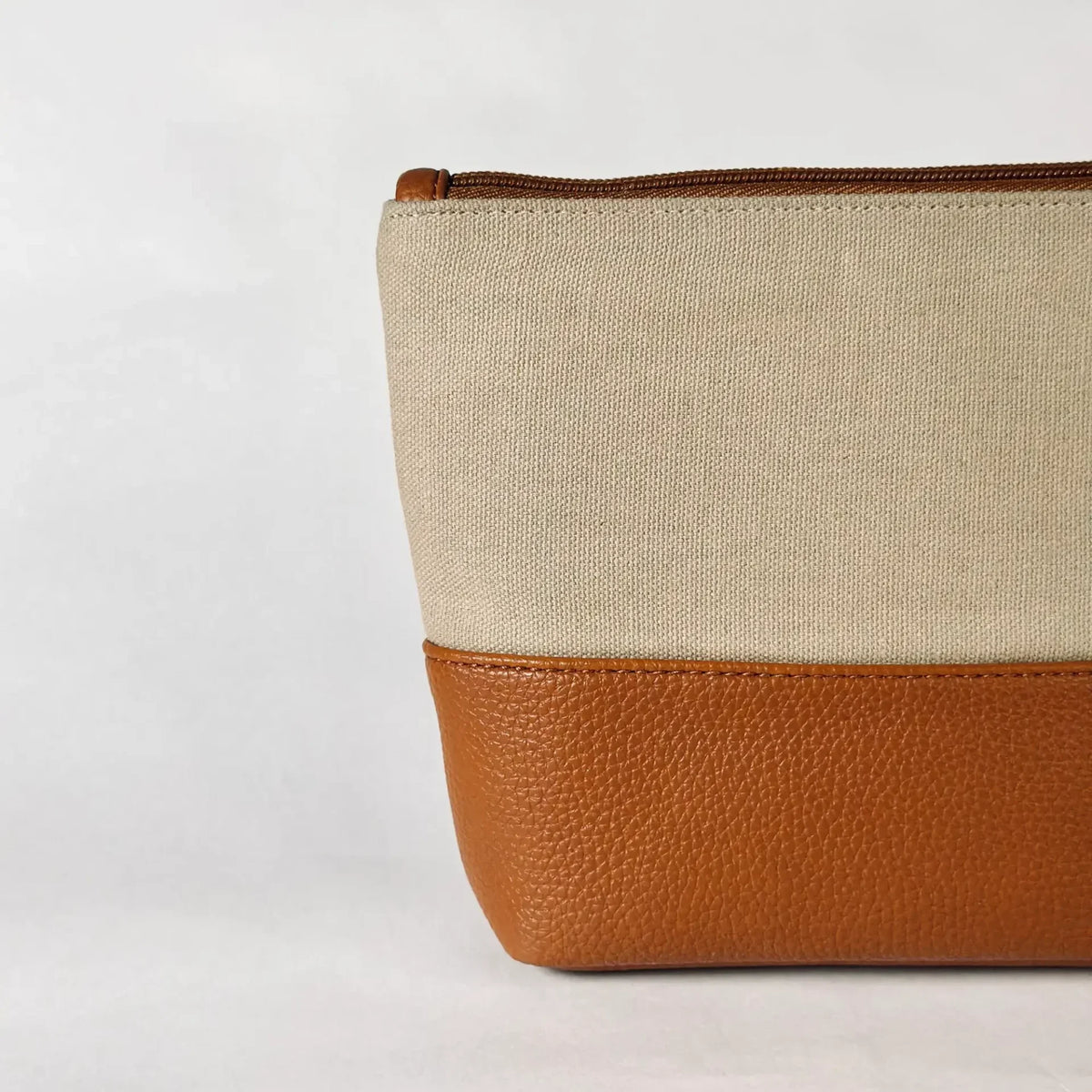 Oat & Tan Faux Leather Pouch