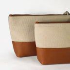 Oat & Tan Faux Leather Pouch